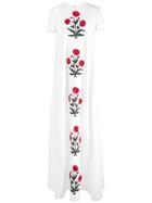 Oscar De La Renta Embroidered Flowers Maxi Dress - White