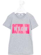 Msgm Kids Logo Print T-shirt, Girl's, Size: 6 Yrs, Grey