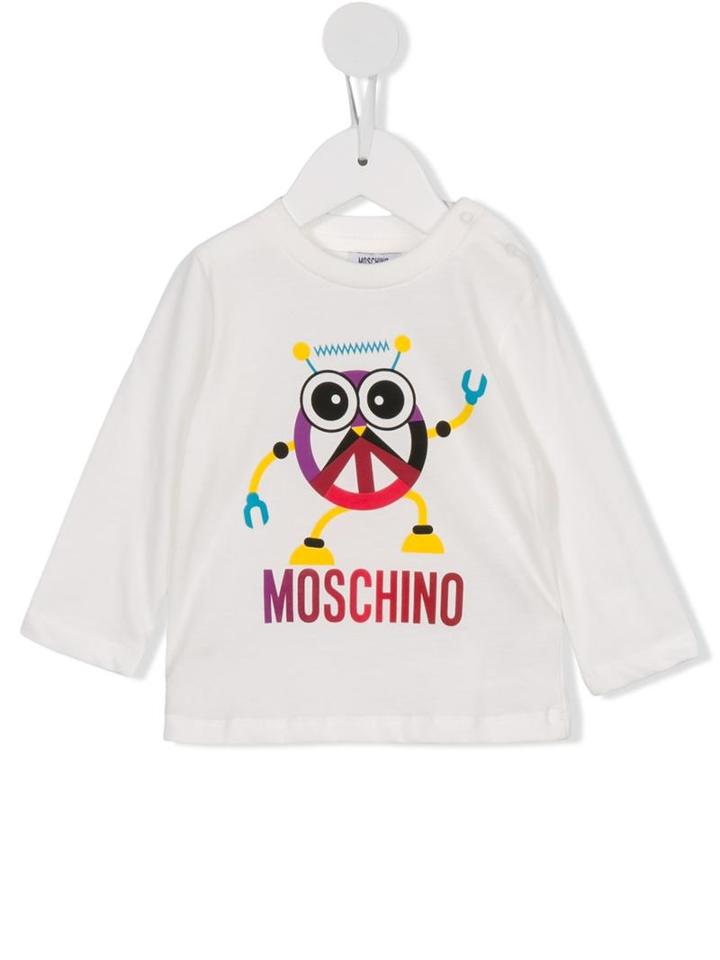 Moschino Kids Peace Logo Print Top, Boy's, Size: 18-24 Mth, White