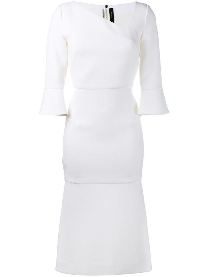 Roland Mouret 'dagnall' Mid-calf Dress, Women's, Size: 6, White, Wool/silk/spandex/elastane
