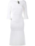 Roland Mouret 'dagnall' Mid-calf Dress, Women's, Size: 6, White, Wool/silk/spandex/elastane