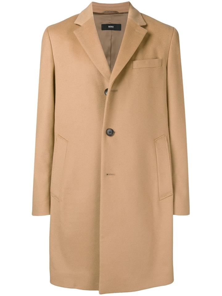 Boss Hugo Boss Straight Fit Coat - Brown