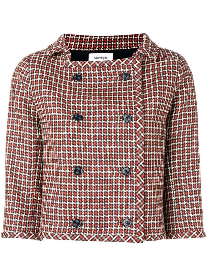 Courrèges Houndstooth Cropped Jacket - Blue