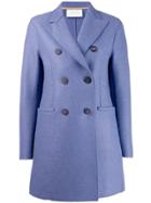 Harris Wharf London Classic Double Breasted Coat - Blue