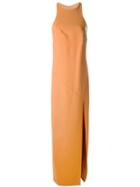 Jay Ahr Gold-tone Detail Slit Dress, Women's, Size: 36, Yellow/orange, Wool
