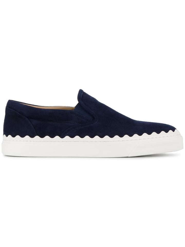 Chloé Blue Suede Ivy Slip On Sneakers