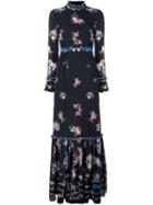 Vilshenko Floral Print Ruffled Dress