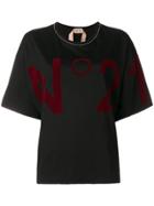 No21 Beaded Flocked Logo T-shirt - Black