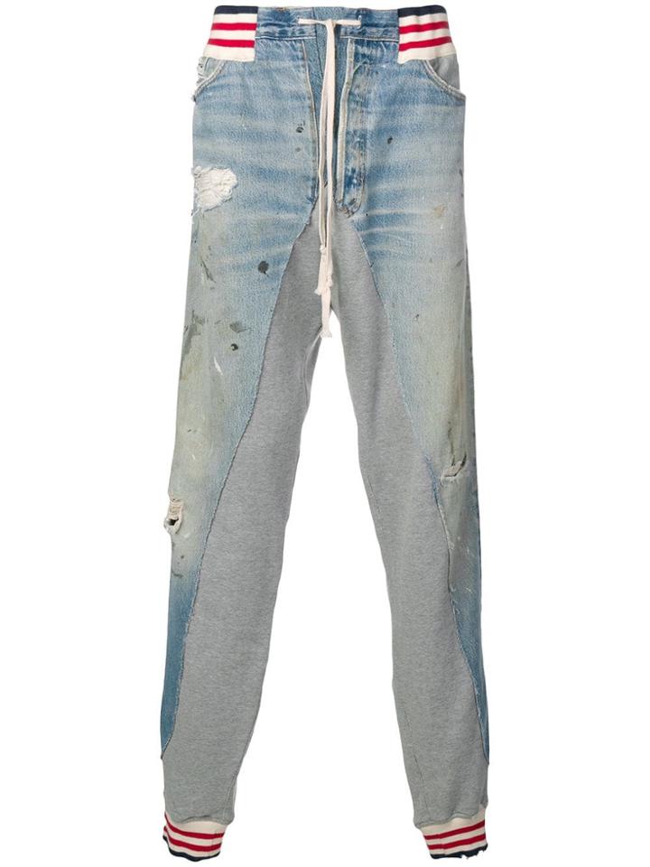 Greg Lauren Denim Patch Track Pants - Blue