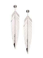Cadar 18kt White Gold Large Feather Drop Earrings - Silver