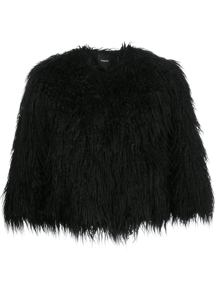Theory Synthetic Fur Coat, Women's, Size: Small, Black, Cotton/acrylic/modacrylic