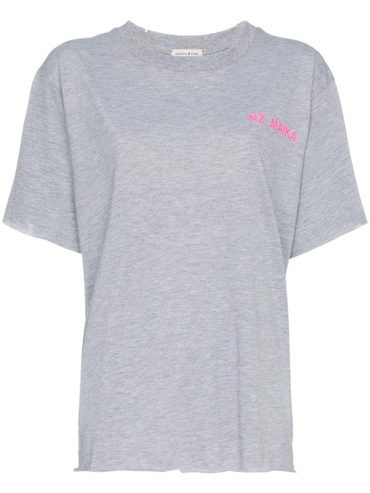 Natasha Zinko Nz Maika Print Cotton Short Sleeve T Shirt - Grey