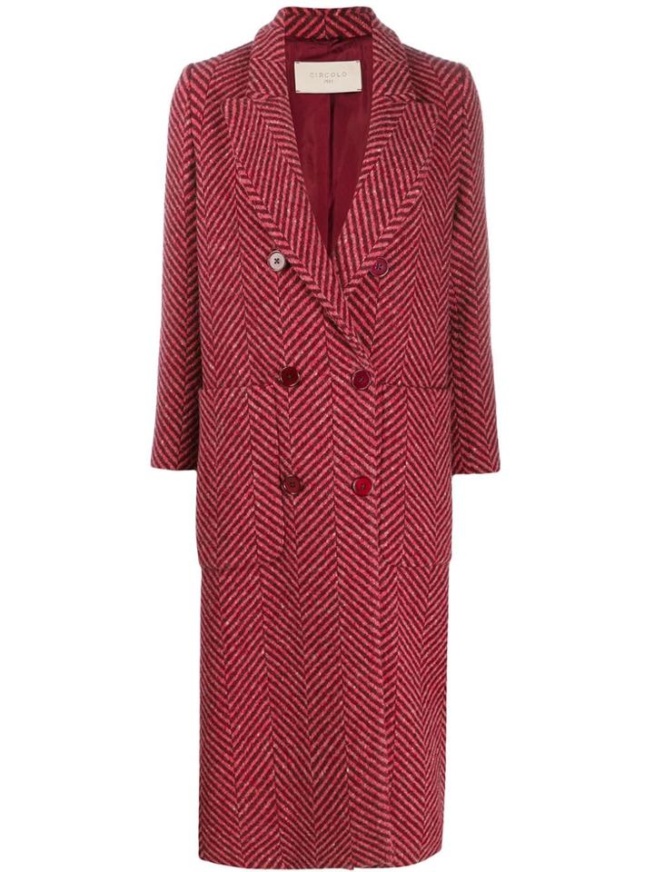 Circolo 1901 Chevron Pattern Double-breasted Coat - Pink