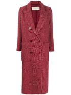 Circolo 1901 Chevron Pattern Double-breasted Coat - Pink