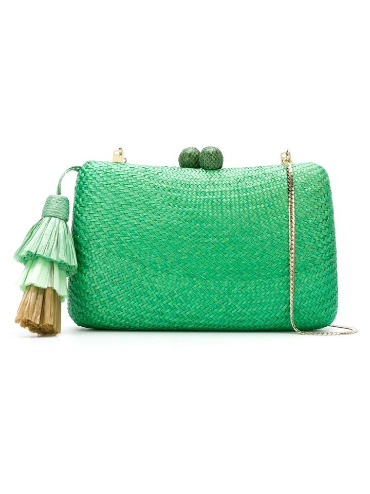 Serpui Straw Clutch - Green