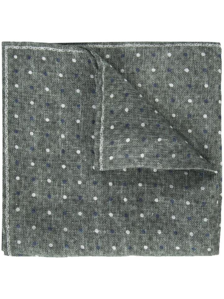 Brunello Cucinelli Dot Pattern Pocket Square, Men's, Green, Linen/flax