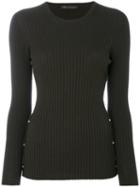 Versace - Ribbed Top - Women - Polyester/wool - 42, Green, Polyester/wool