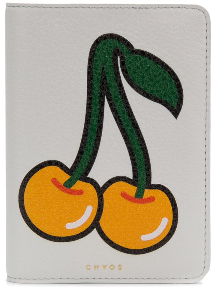 Chaos Graphic Print Passport Holder - White
