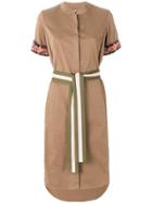 Bazar Deluxe Embroidered Belted Shirt Dress - Brown