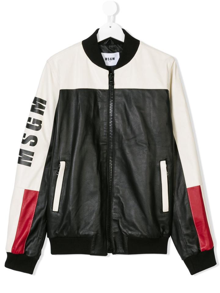Msgm Kids Logo Bomber Jacket - Black