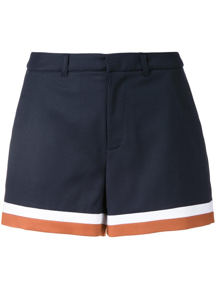 Loveless Striped Hem Shorts, Women's, Size: 36, Blue, Polyester/polyurethane/rayon