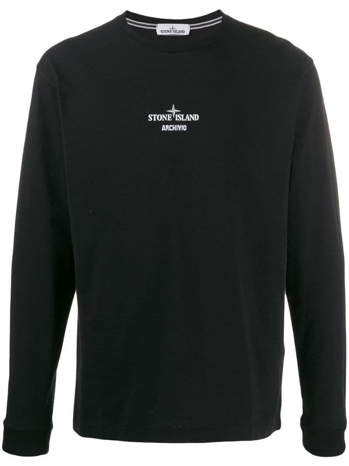 Stone Island Logo Long-sleeve Top - Black