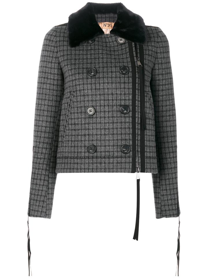 No21 Checked Double Breasted Jacket - Grey