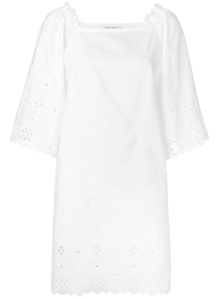 Alberta Ferretti Broderie Anglaise Flared Dress - White