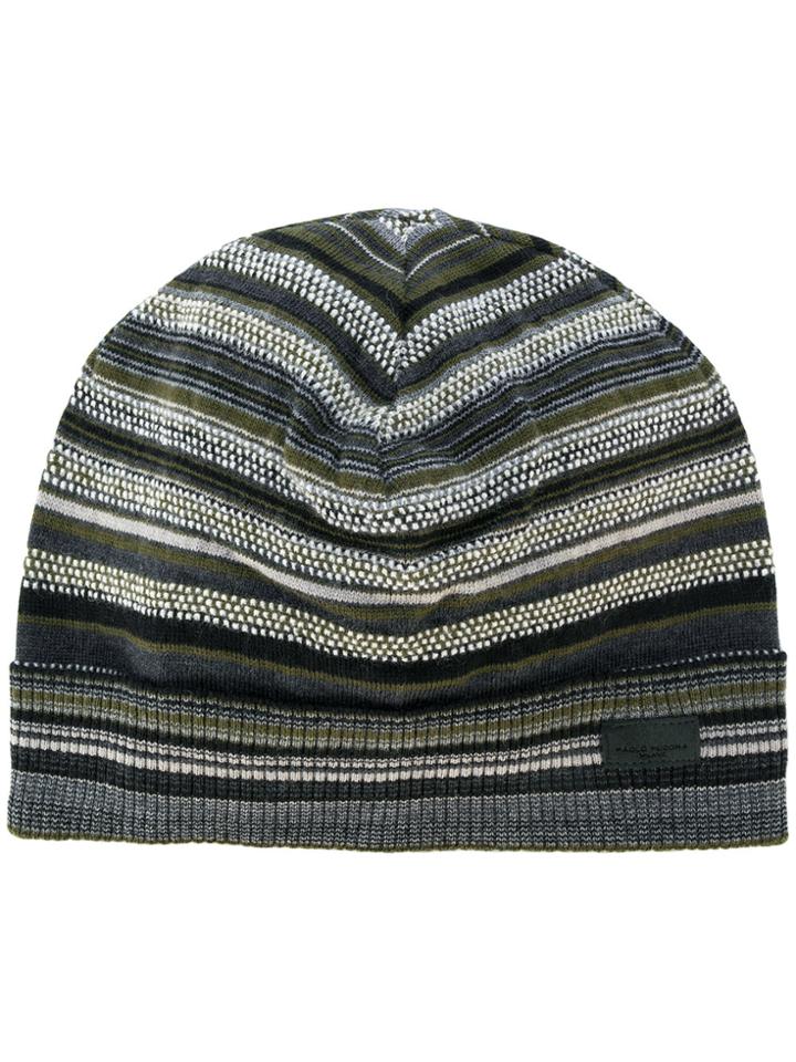 Paolo Pecora Striped Knit Hat - Grey