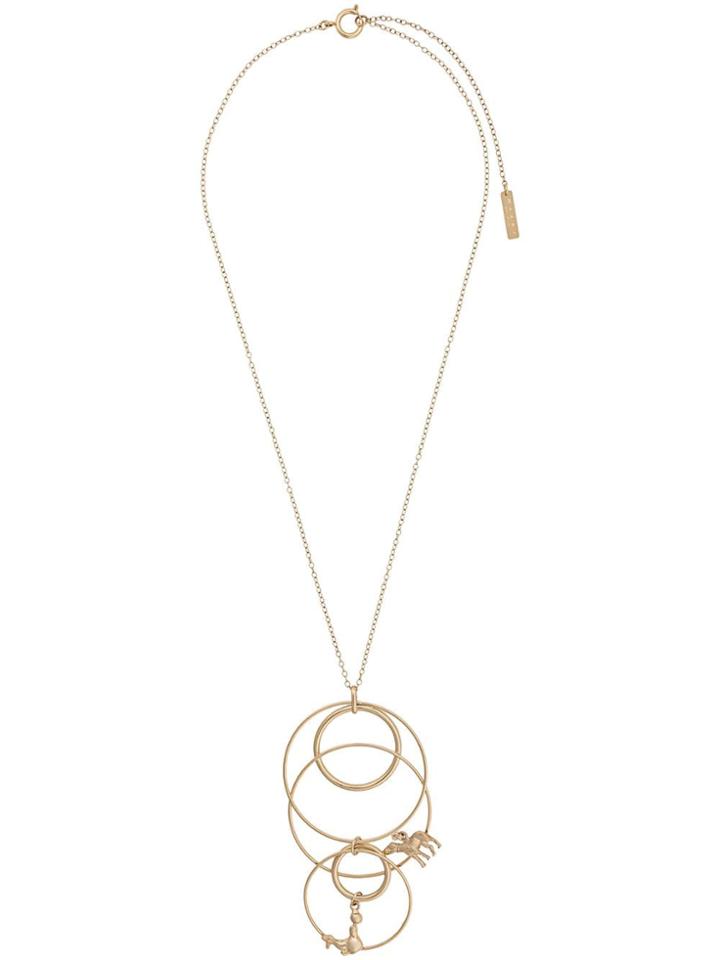 Marni Animal Pendant Mutli Hoop Necklace - Gold