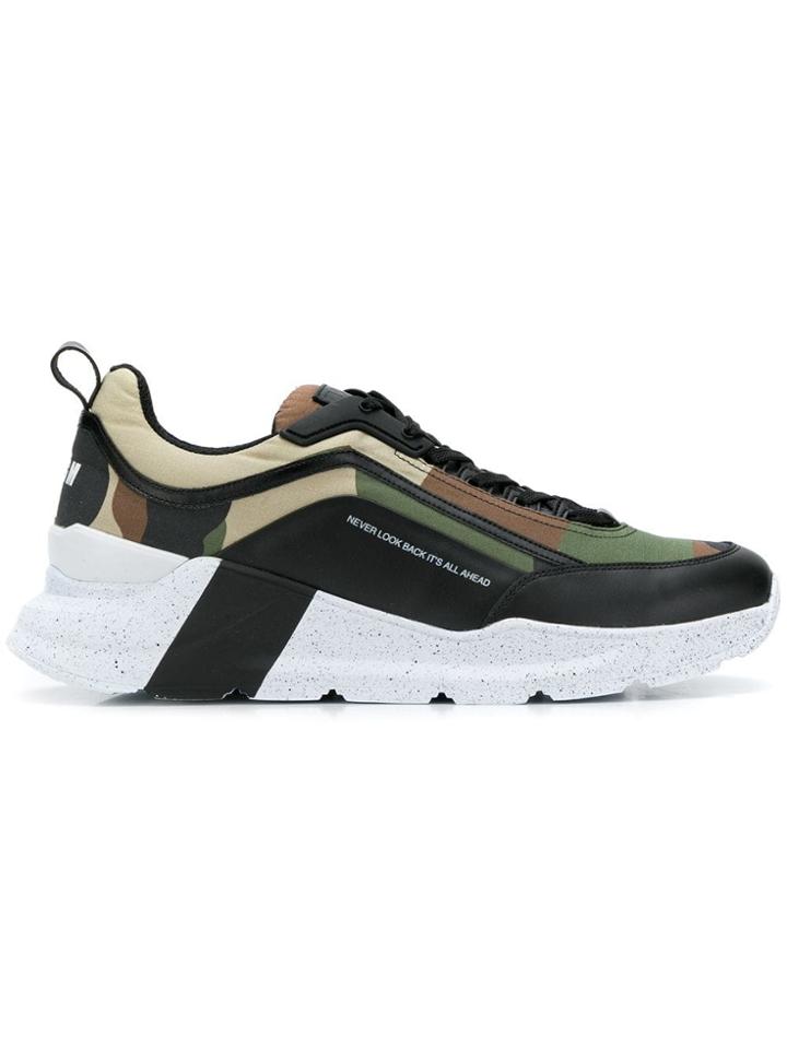 Msgm Military Print Sneakers - Green