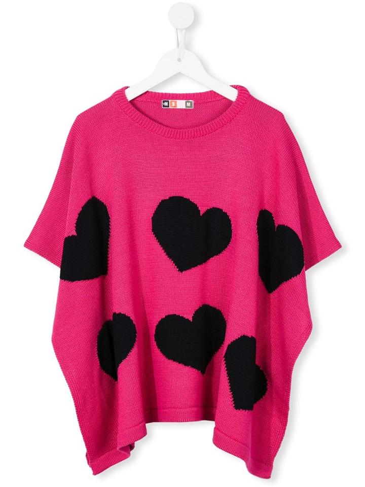 Msgm Kids Heart Knit Cape, Girl's, Size: 12 Yrs, Pink/purple