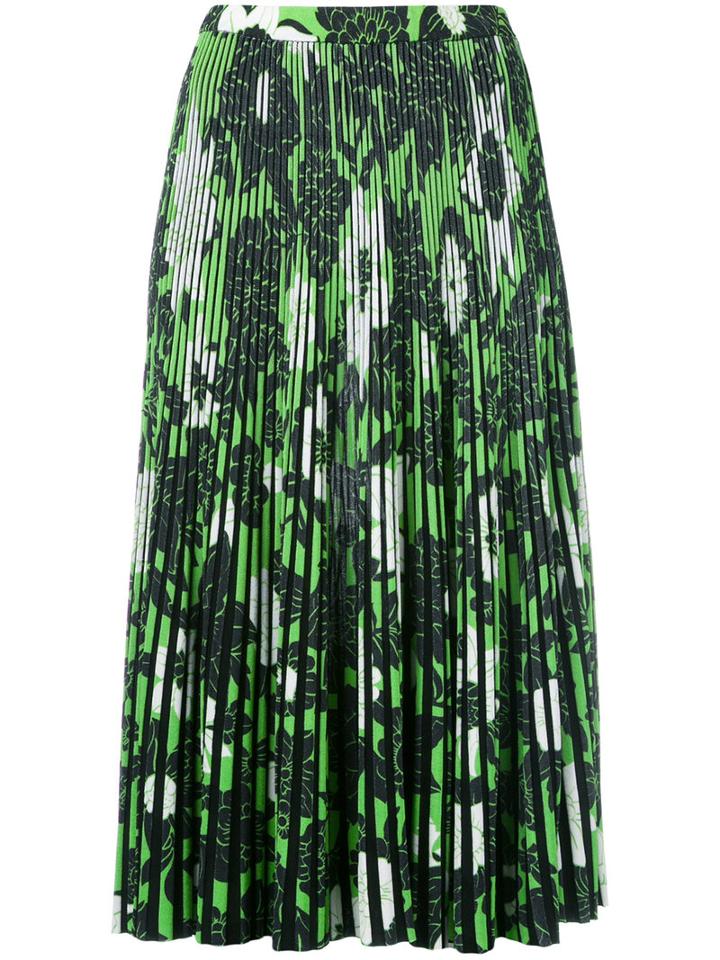 Christian Wijnants - Pleated Floral Skirt - Women - Polyester/viscose - L, Women's, Brown, Polyester/viscose