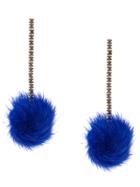 Tuleste Pom Pom Drop Earrings - Blue
