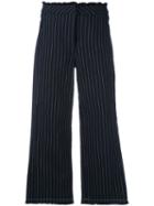 T By Alexander Wang - Cropped Pinstriped Trousers - Women - Cotton - 8, Women's, Blue, Cotton
