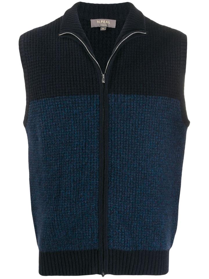 N.peal Zipped Knitted Waistcoat - Blue
