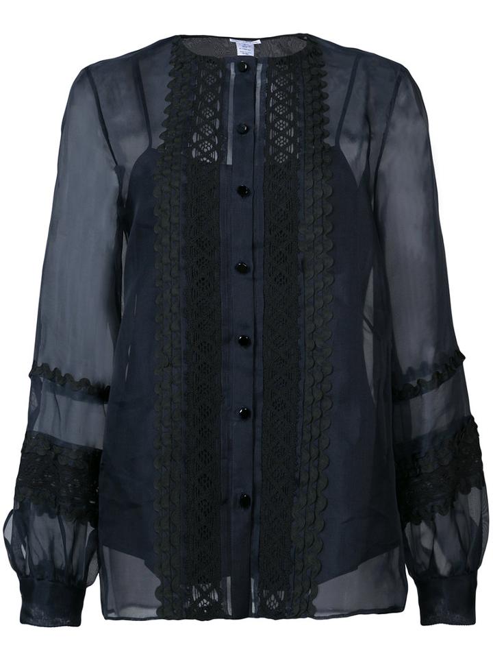 Button Up Top - Women - Silk - 4, Black, Silk, Oscar De La Renta
