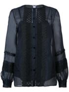 Button Up Top - Women - Silk - 4, Black, Silk, Oscar De La Renta