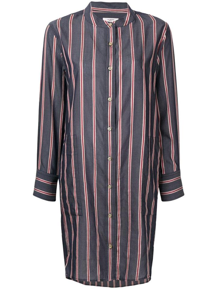 Isabel Marant Étoile Striped Collarless Shirt Dress - Grey