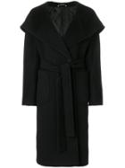 Tagliatore Belted Hood Coat - Black