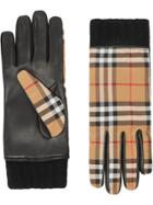 Burberry Cashmere-lined Vintage Check And Lambskin Gloves - Neutrals
