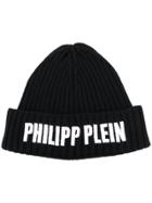 Philipp Plein Logo Patch Beanie Hat - Black