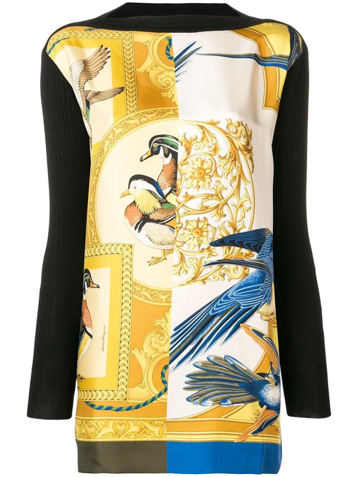 Salvatore Ferragamo Oversized Printed Top - Black