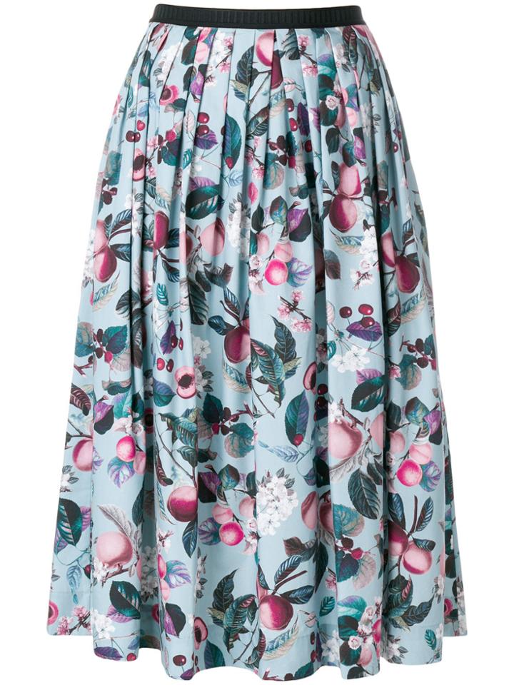 Antonio Marras Pleated Floral Skirt - Blue
