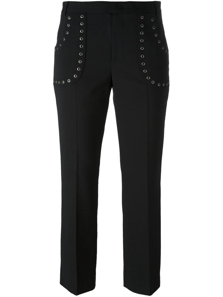 Red Valentino Eyelet Detail Cropped Trousers, Women's, Size: 40, Black, Polyester/spandex/elastane/wool