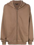 Yeezy Oversized Zip Front Hoodie - Brown