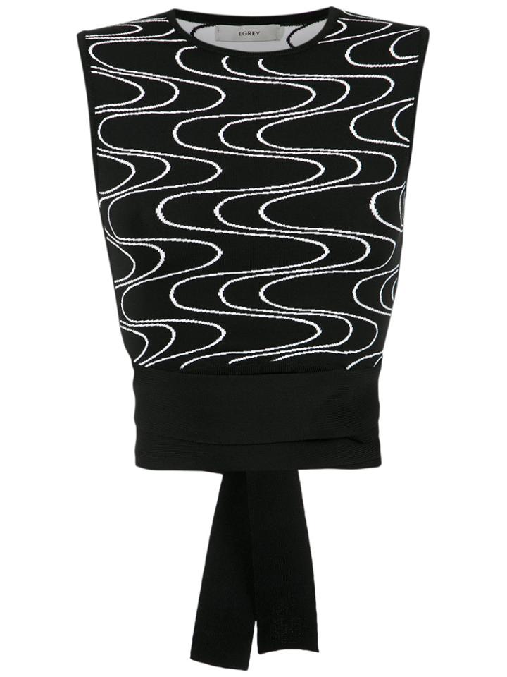 Egrey Wave Pattern Top - Black