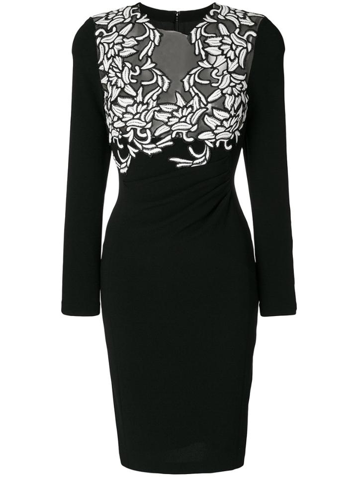 Talbot Runhof Embroidered Dress - Black