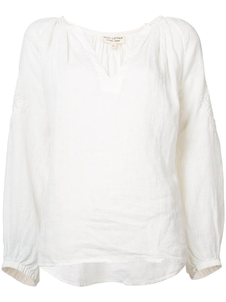 Nili Lotan - Ember Blouse - Women - Linen/flax - S, Women's, White, Linen/flax