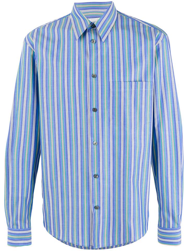 Stella Mccartney Pyjama Striped Shirt, Men's, Size: 43, Blue, Cotton